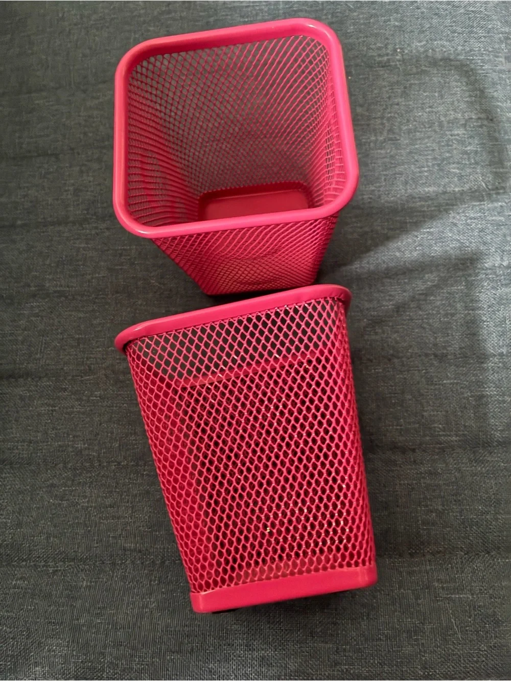 IKEA Pink Square Mesh Organizers with Black Round Mesh Pen Cup